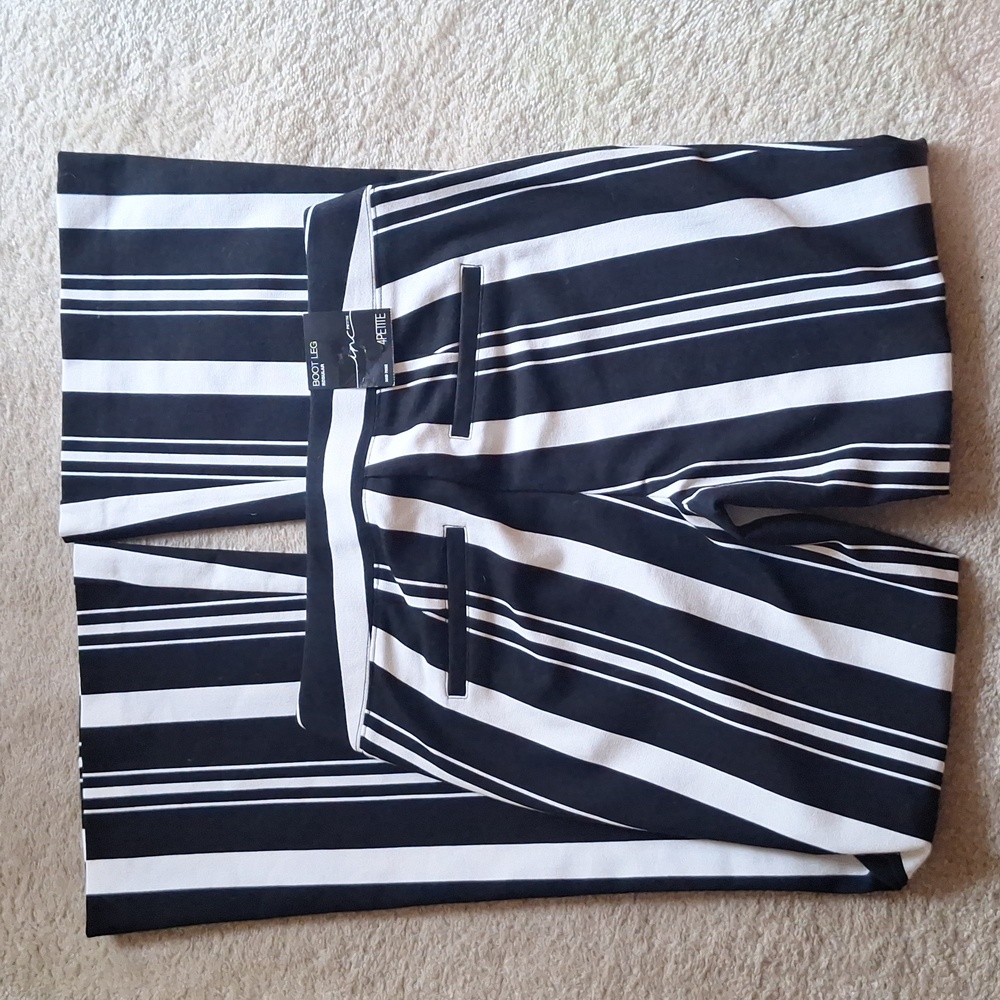 NWT International Concepts Inc. Varsity Striped Black Cream/or white Pants S 4P - Picture 2 of 8